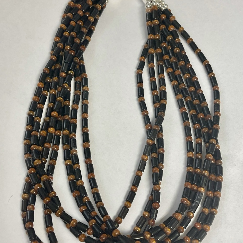 Vintage JAY KING Black & Gold Coral Sterling Silver RARE Necklace - Picture 9 of 9